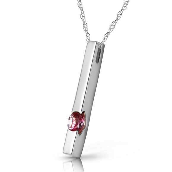 14K. SOLID GOLD NECKLACE WITH NATURAL PINK TOPAZ